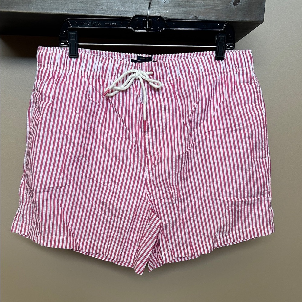 NWT Men’s Piombo Red and White Striped Swim Shorts Size XXL